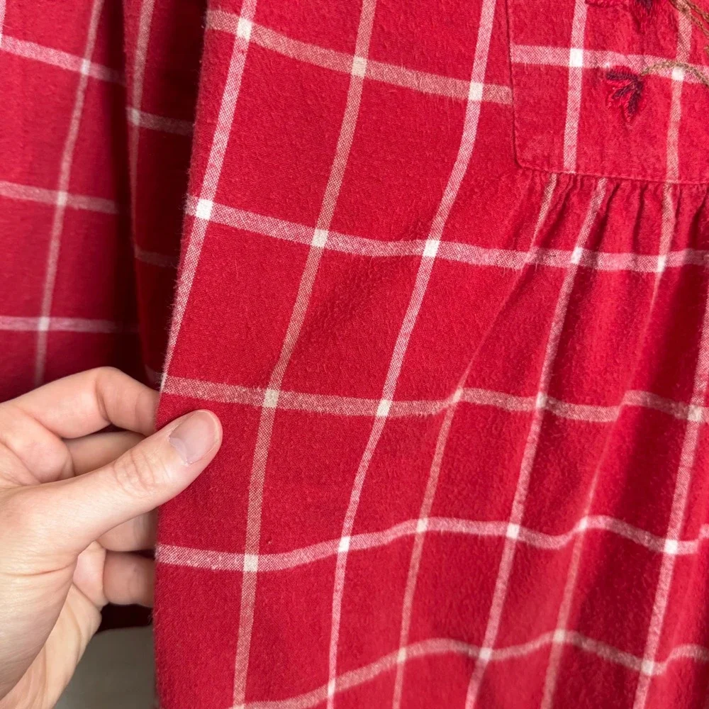 April Cornell Women's L Flannel Nightgown‎ Cabincore Prairie Tomatogirl Plaid